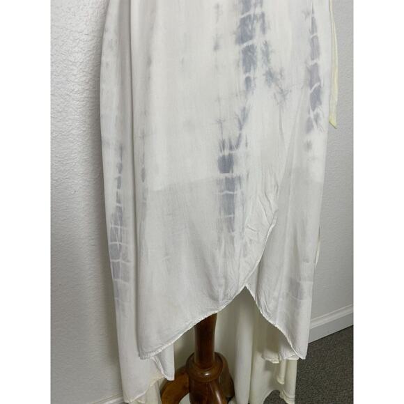 Aakaa Wrap Dress Midi Hi-lo Multicolor Tie Dye Print - Picture 3 of 10